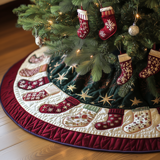 Christmas Stockings Quilted Tree Skirt GFTOAB647