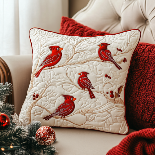 Christmas Cardinal Quilted Pillow Case GFTOAB669