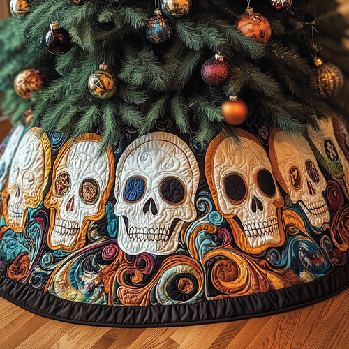 Christmas Mystique Skull Quilted Tree Skirt GFTOAB712