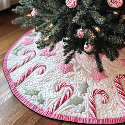 Christmas Candy Canes Quilted Tree Skirt GFTOAB718