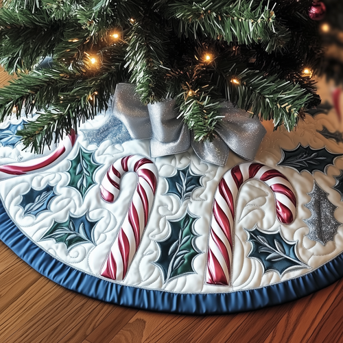 Christmas Candy Canes Quilted Tree Skirt GFTOAB720