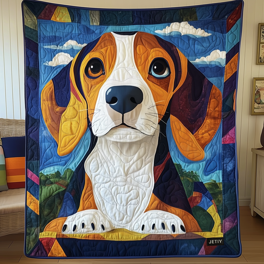 Colorful Beagle Quilted Blanket GFTOAB753