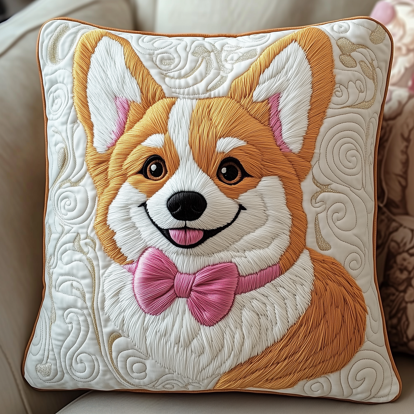 Adorable Corgi Quilted Pillow Case GFTOAB757