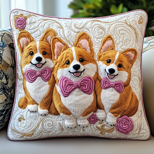 Charming Corgi Quilted Pillow Case GFTOAB763