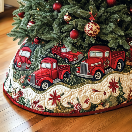 Christmas Red Truck Quilted Tree Skirt GFTOAB788