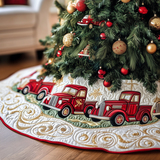 Christmas Red Truck Quilted Tree Skirt GFTOAB789