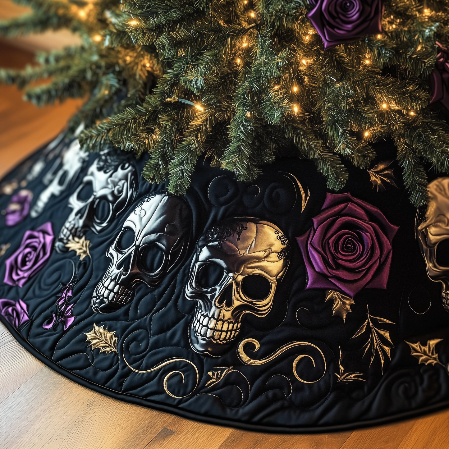 Christmas Skull Quilted Tree Skirt GFTOAB813