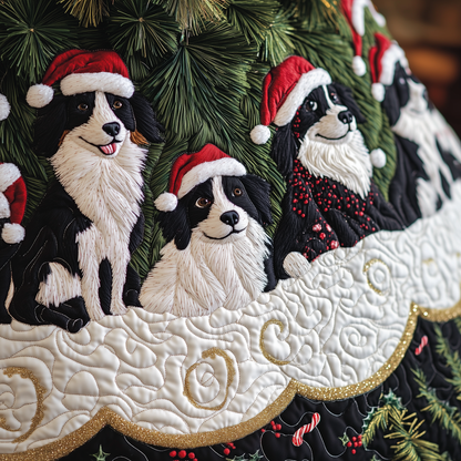 Christmas Border Collie Quilted Tree Skirt GFTOAB857