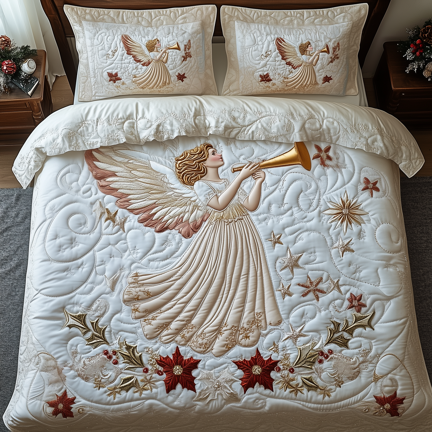 Christmas Angel 3-Piece Quilted Bedding Set GFTOAB887