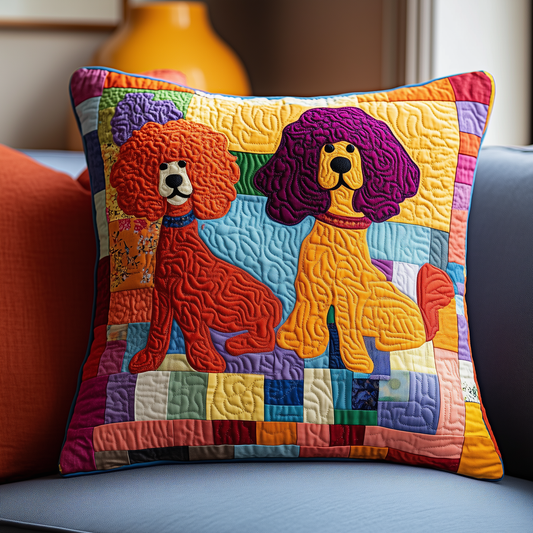 Colorful Poodle Quilted Pillow Case GFTOAB893