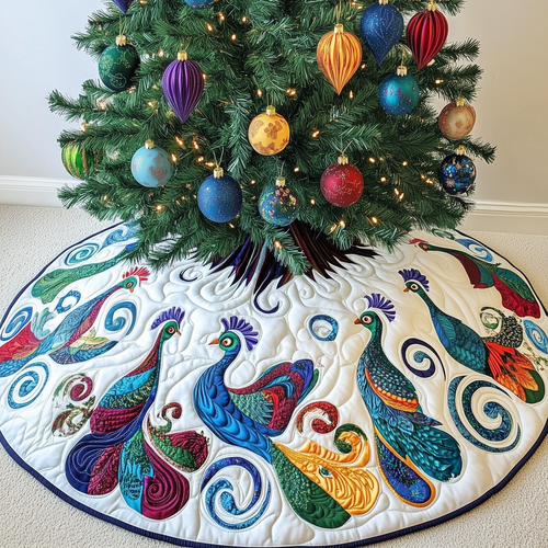 Christmas Peacock Quilted Tree Skirt GFTOAB898