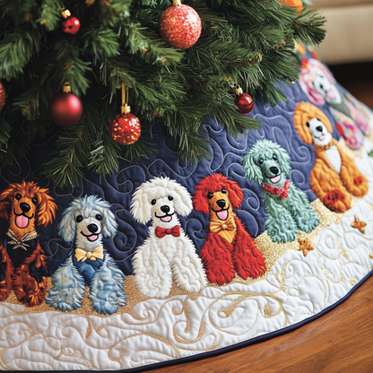 Christmas Colorful Poodle Quilted Tree Skirt GFTOAB907