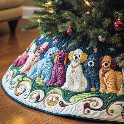 Christmas Colorful Poodle Quilted Tree Skirt GFTOAB914