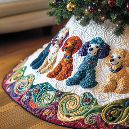 Christmas Colorful Poodle Quilted Tree Skirt GFTOAB915