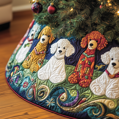 Christmas Colorful Poodle Quilted Tree Skirt GFTOAB916