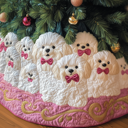 Christmas Bichon Quilted Tree Skirt GFTOAB918