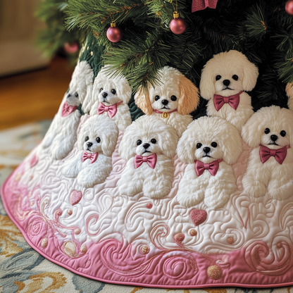 Christmas Bichon Quilted Tree Skirt GFTOAB919