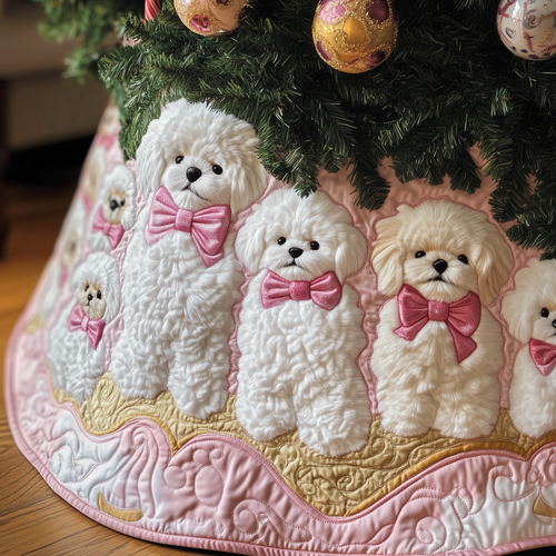 Christmas Bichon Quilted Tree Skirt GFTOAB921