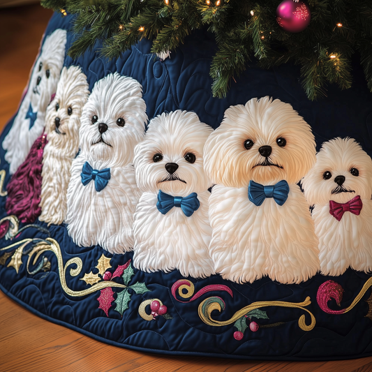 Christmas Bichon Quilted Tree Skirt GFTOAB923