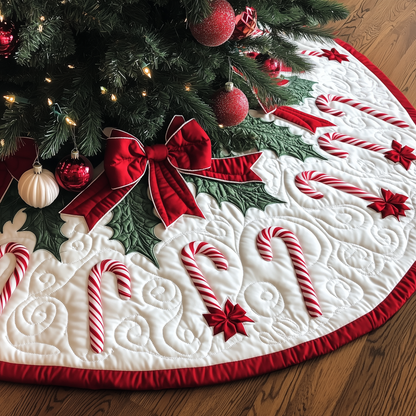 Christmas Candy Canes Quilted Tree Skirt GFTOAB938