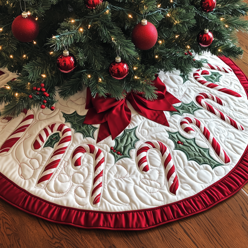 Christmas Candy Canes Quilted Tree Skirt GFTOAB939