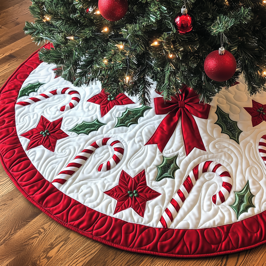 Christmas Candy Canes Quilted Tree Skirt GFTOAB942