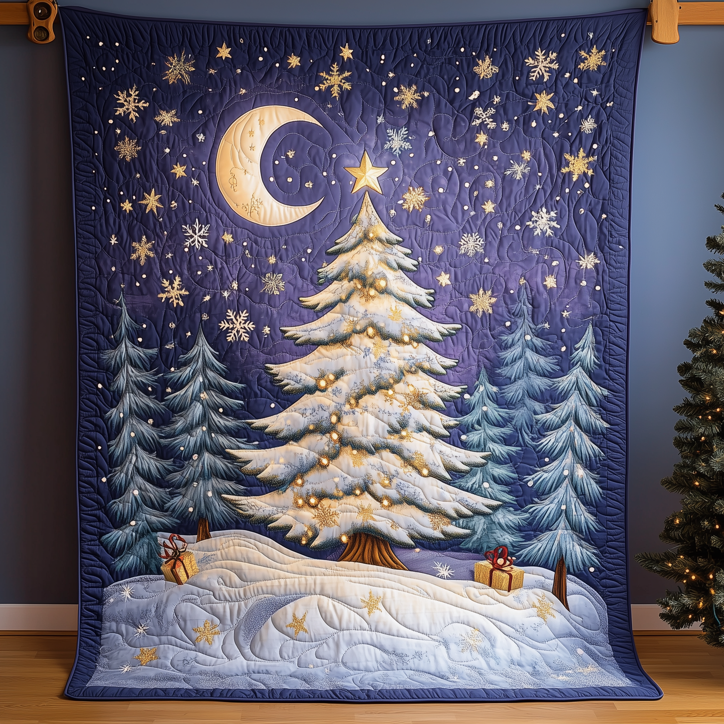 Elegant Christmas Tree Quilted Blanket GFTOAB965