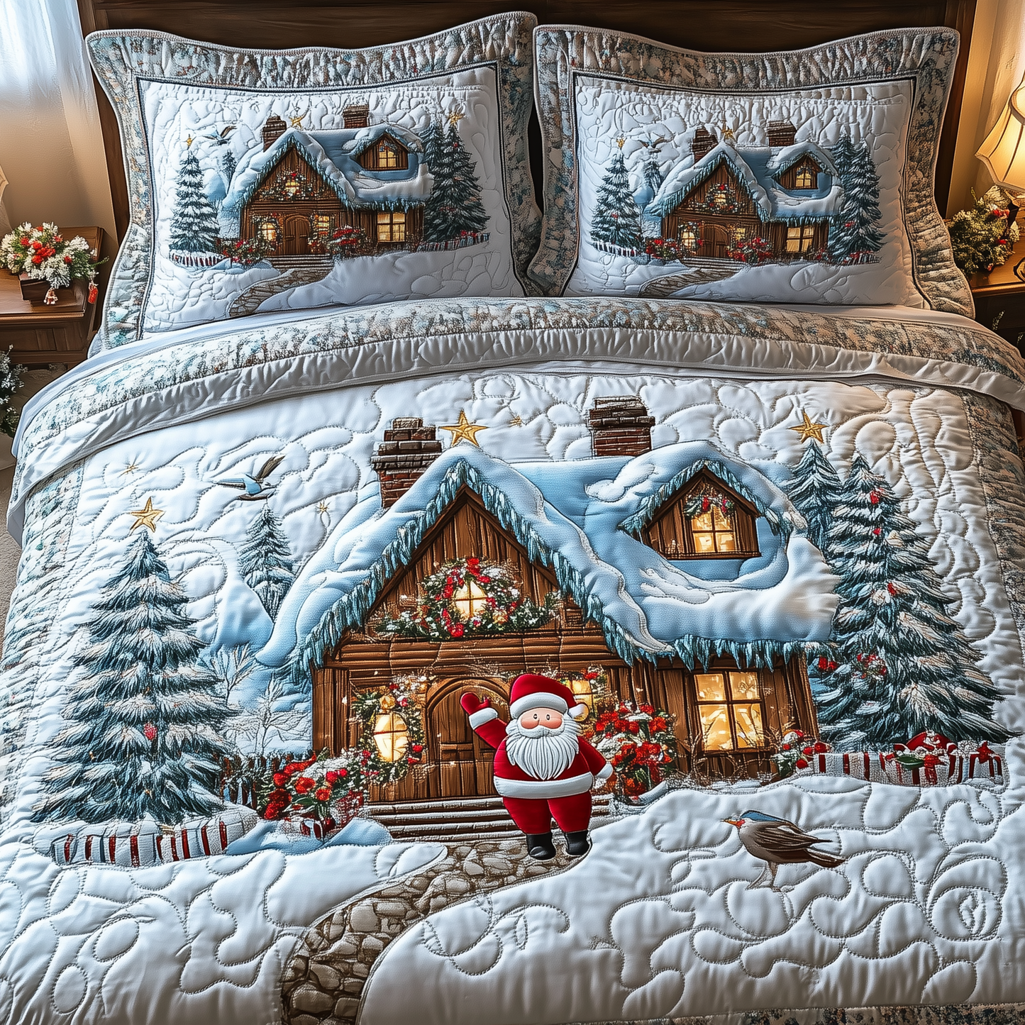 Whimsical Cabin 3-Piece Quilted Bedding Set GFTOAB977