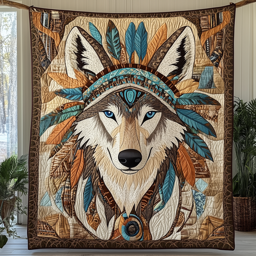 Native Spirit Wolf Quilted Blanket GFTOHD002