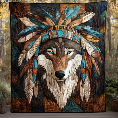 Native Spirit Wolf Quilted Blanket GFTOHD003