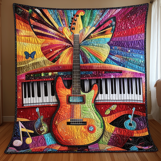 Vibrant Guitar & Piano Quilted Blanket GFTOHD011