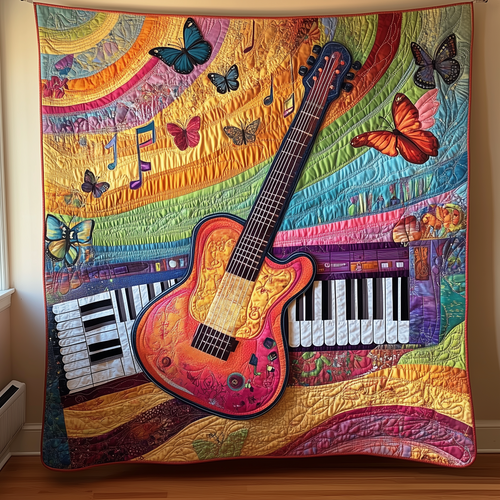 Vibrant Guitar & Piano Quilted Blanket GFTOHD012