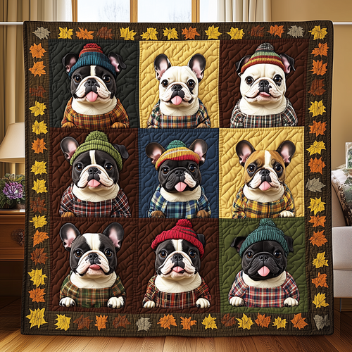 Autumn French Bulldog Quilted Blanket GFTOHD016