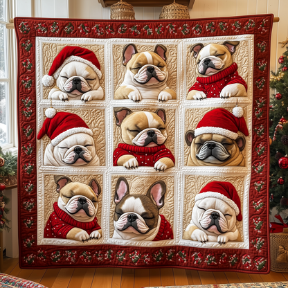 Christmas French Bulldog Quilted Blanket GFTOHD017