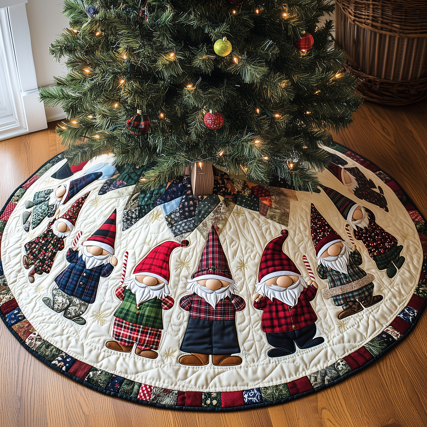 Elf Magic Christmas Quilted Tree Skirt GFTOHD081