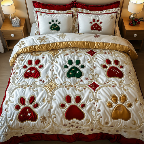 Festive Paws Spirit 3-Piece Quilted Bedding Set GFTOHD1017