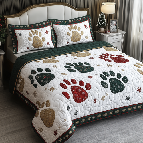 Festive Paws Spirit 3-Piece Quilted Bedding Set GFTOHD1020