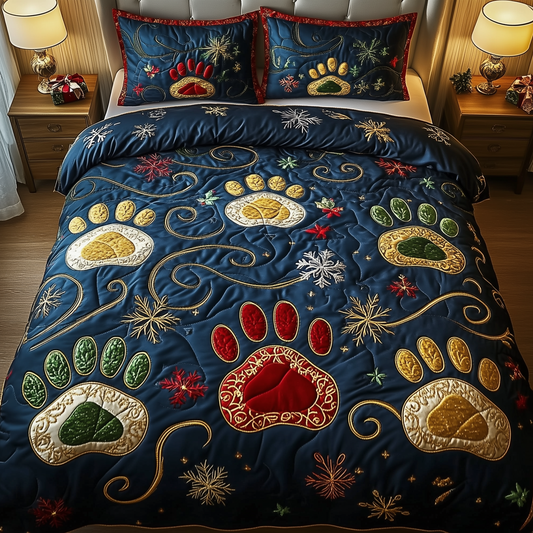 Festive Paws Spirit 3-Piece Quilted Bedding Set GFTOHD1021