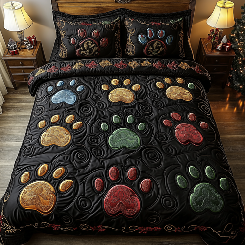 Festive Paws Spirit 3-Piece Quilted Bedding Set GFTOHD1023