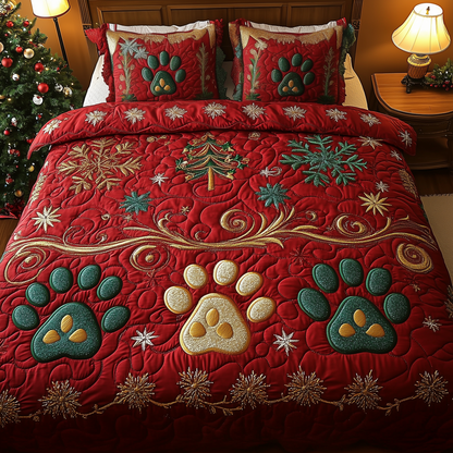 Festive Paws Spirit 3-Piece Quilted Bedding Set GFTOHD1026