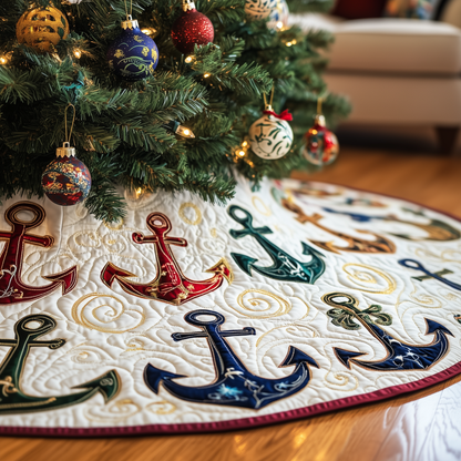 Christmas Nautical Quilted Tree Skirt GFTOHD1029