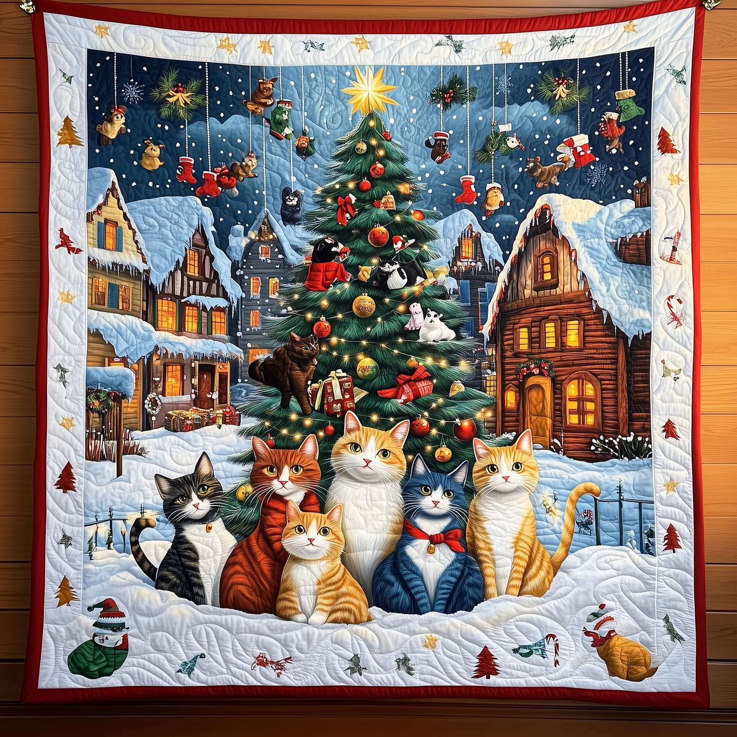 Magical Christmas Cat Quilted Blanket GFTOHD157