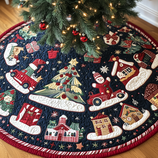 Pieces of Christmas Quilted Tree Skirt GFTOHD199