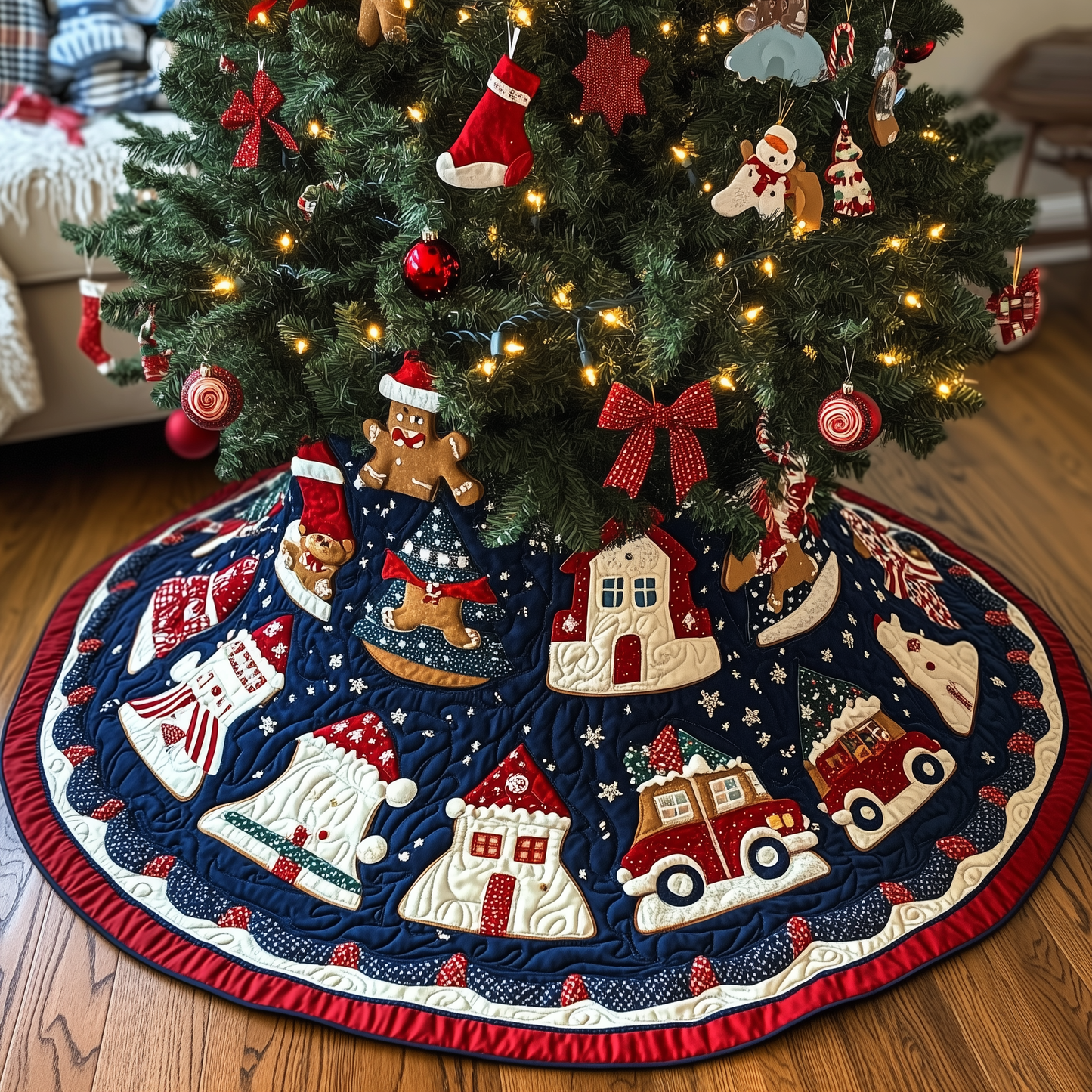 Pieces of Christmas Quilted Tree Skirt GFTOHD202