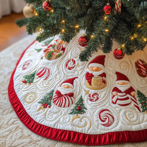 Gnomes Candy Cup Quilted Tree Skirt GFTOHD211