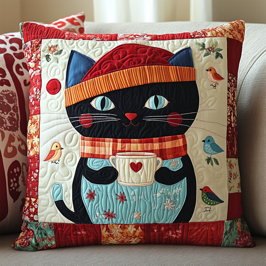 Holiday Chilling Kitty Quilted Pillow Case GFTOHD223