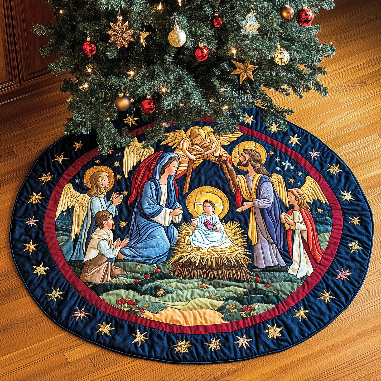 Nativity Blessing Quilted Tree Skirt GFTOHD262