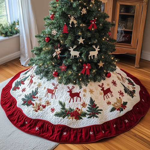 Holiday Reindeer Quilted Tree Skirt GFTOHD288