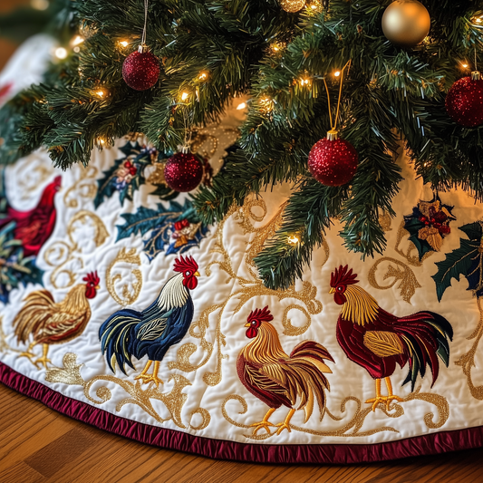 Jolly Holiday Chicken Quilted Tree Skirt GFTOHD316