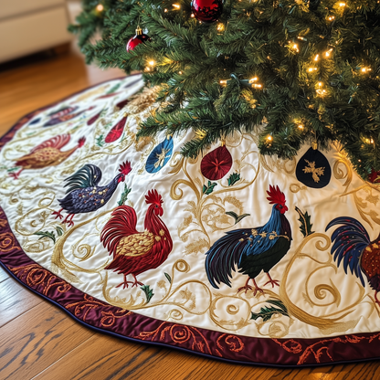 Jolly Holiday Chicken Quilted Tree Skirt GFTOHD317